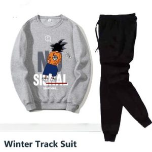 2 pcs men's fleece printed sweatshirt track suit