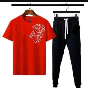 micro interlock printed track suit red lion