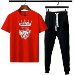 micro interlock printed track suit red king