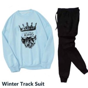 2 Pcs Men's Fleece Printed Sweatshirt Track Suit