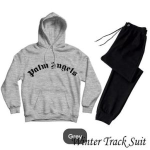 2 pcs men's fleece printed hoodie track suit