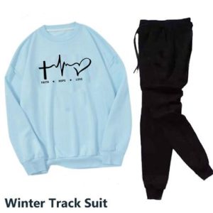 2 pcs women's stitched fleece printed sweatshirt tracksuit