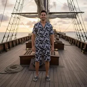 men's dhanak printed t shirt & shorts tracksuit