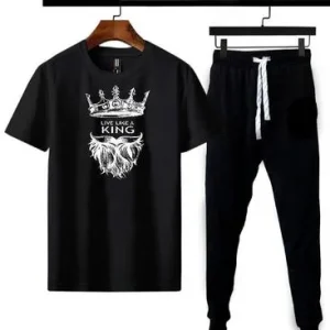 micro interlock printed track suit black king