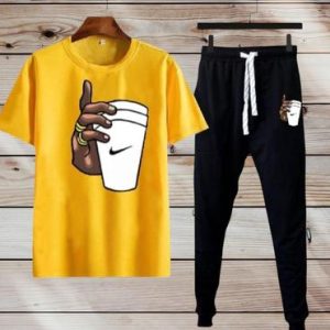 2 pcs men's dri fit printed track suit