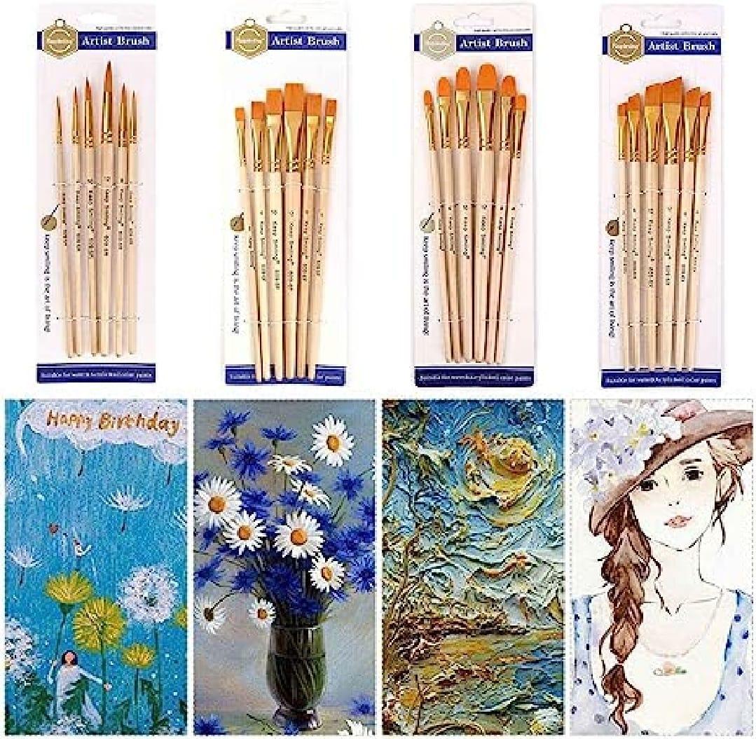 pack of 6 – angular brush set for artists