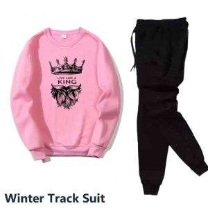 2 pcs men's fleece printed sweatshirt track suit