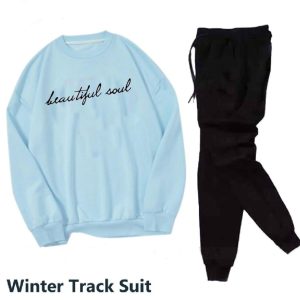 2 pcs women's stitched fleece printed sweatshirt tracksuit
