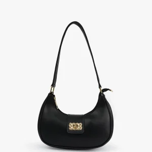 girl's pu leather plain shoulder bag moon shap bag