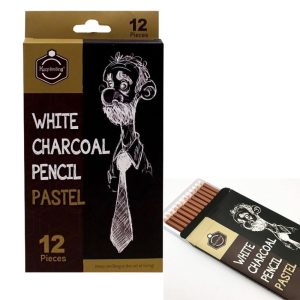 12 pcs keep smiling white charcoal pastel pencils set