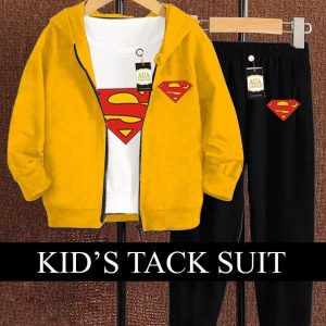 3 pcs boy's fleece printed zipper tracksuit